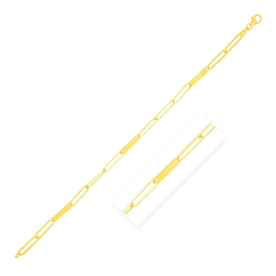 An image displaying 14k Yellow Gold 7 inch Alternating Paperclip Chain Link and Gold Bar Bracelet by Orca Market
