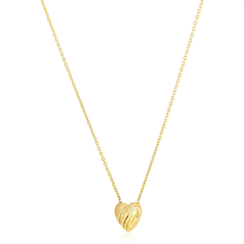 An image displaying 14k Yellow Gold High Polish Scribbles Heart Necklace by Orca Market