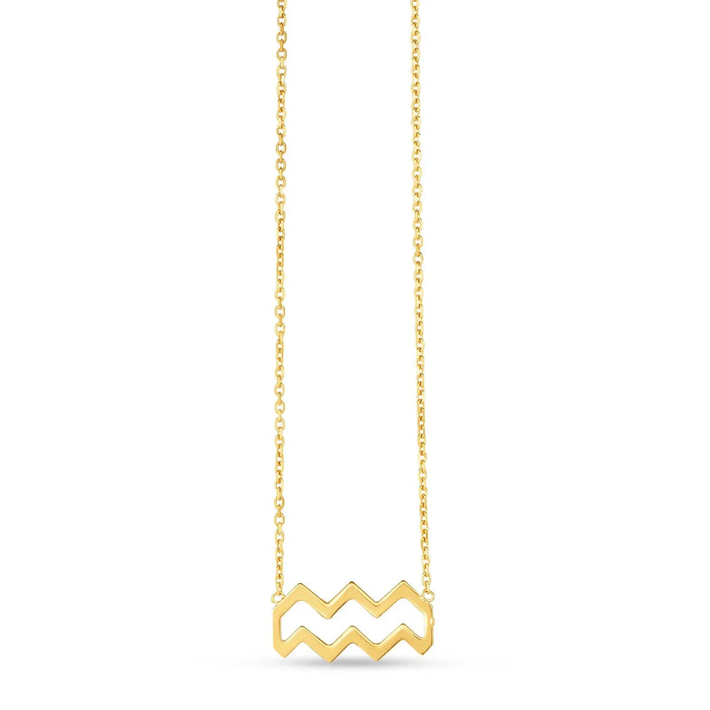 An image displaying 14K Yellow Gold Aquarius Necklace by Orca Market