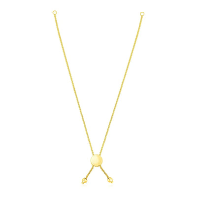 An image displaying 14k Yellow Gold 8 inch Adjustable Friendship Bracelet Chain with Disc Slide by Orca Market