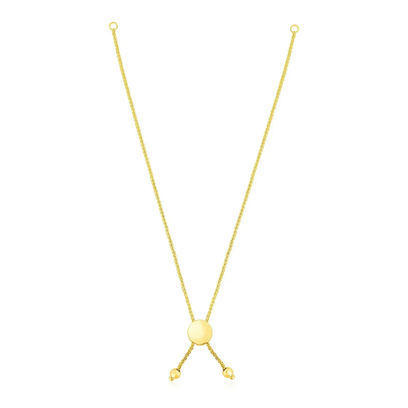 An image displaying 14k Yellow Gold 8 inch Adjustable Friendship Bracelet Chain with Disc Slide by Orca Market