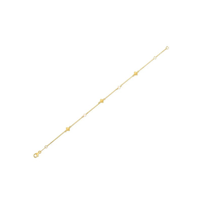 An image displaying 14k Yellow Gold Pearl Clover Bracelet by Orca Market