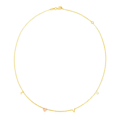 An image displaying 14k Two Tone Gold Love Necklace by Orca Market