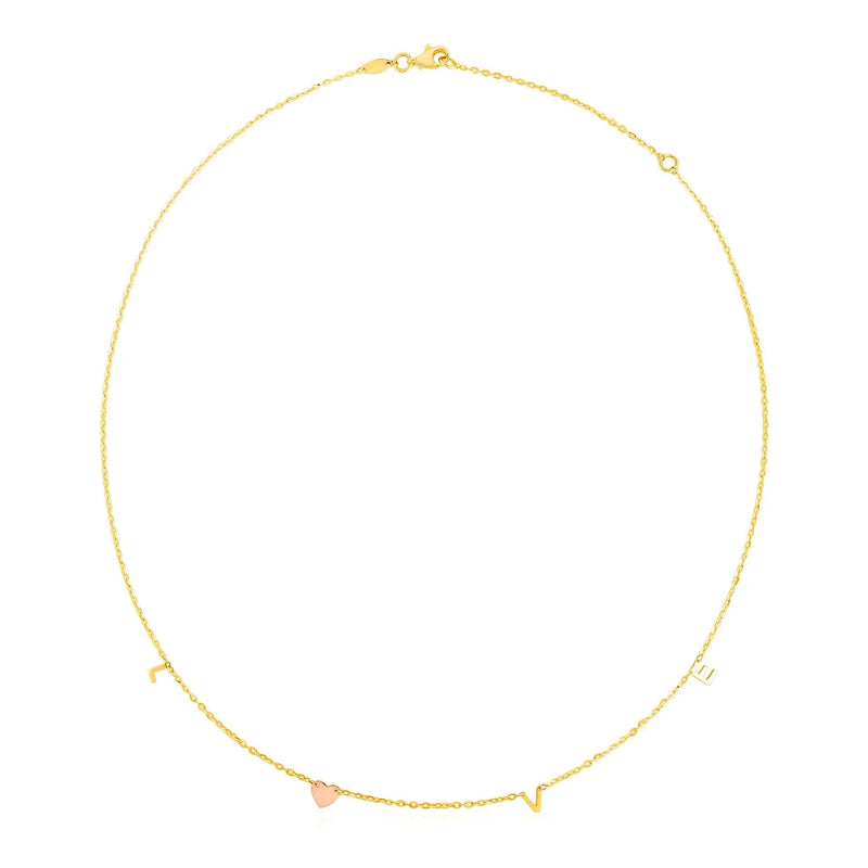An image displaying 14k Two Tone Gold Love Necklace by Orca Market