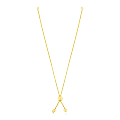 An image displaying 14k Yellow Gold 8 inch Adjustable Friendship Bracelet Chain with Ball Slide by Orca Market