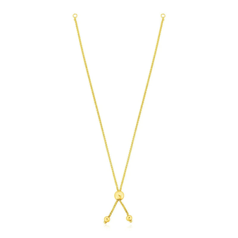 An image displaying 14k Yellow Gold 8 inch Adjustable Friendship Bracelet Chain with Ball Slide by Orca Market