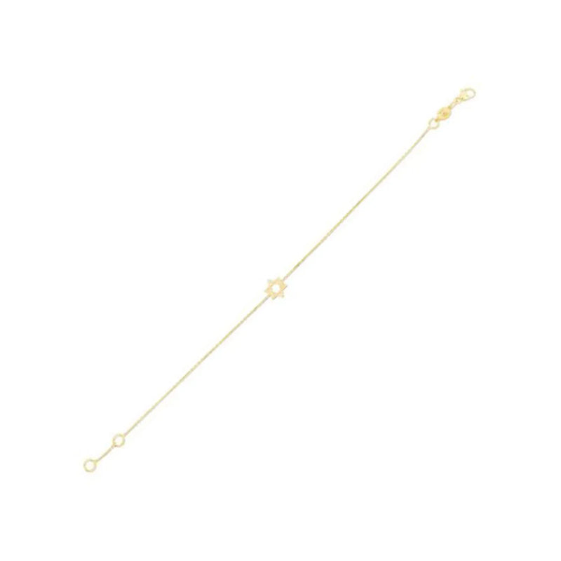 An image displaying 14k Yellow Gold Star of David Bracelet by Orca Market