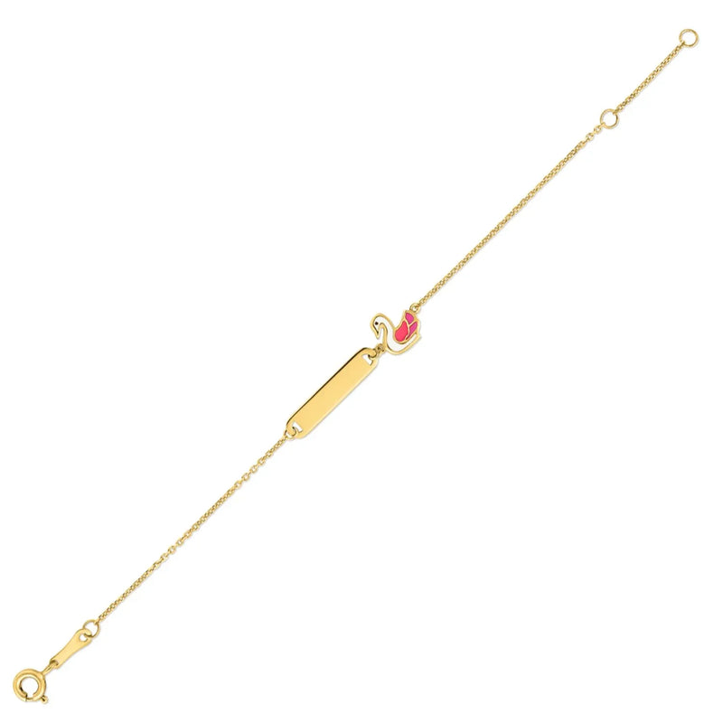 An image displaying 14k Yellow Gold Swan Childrens Bracelet by Orca Market