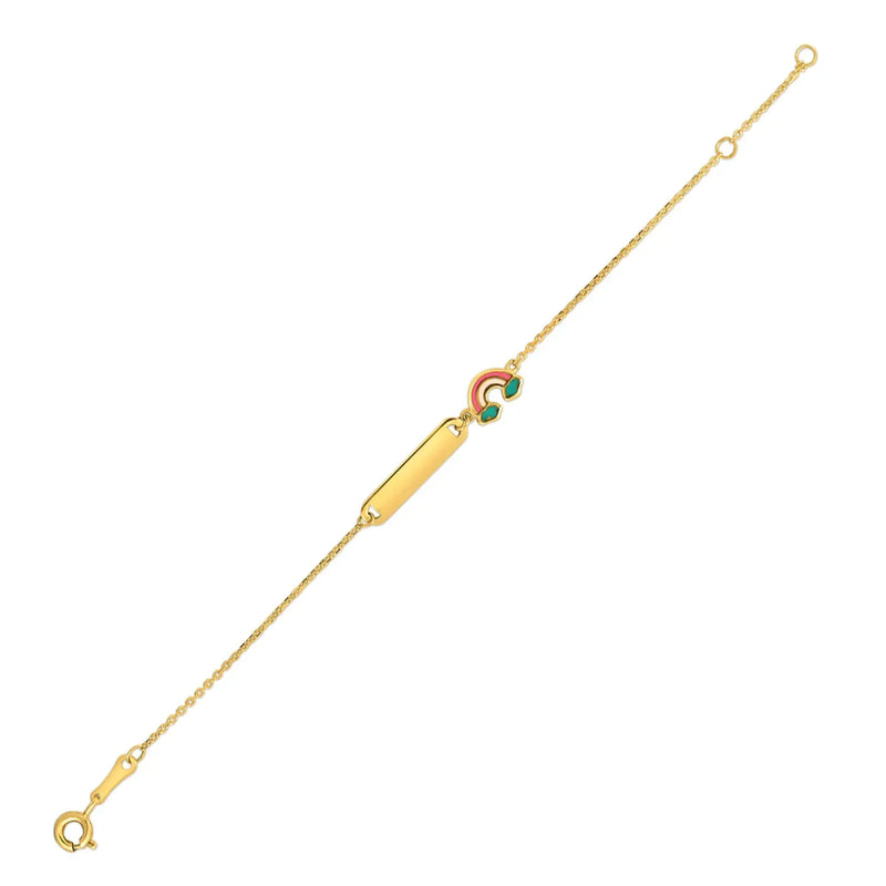 An image displaying 14k Yellow Gold Rainbow Childrens Bracelet by Orca Market