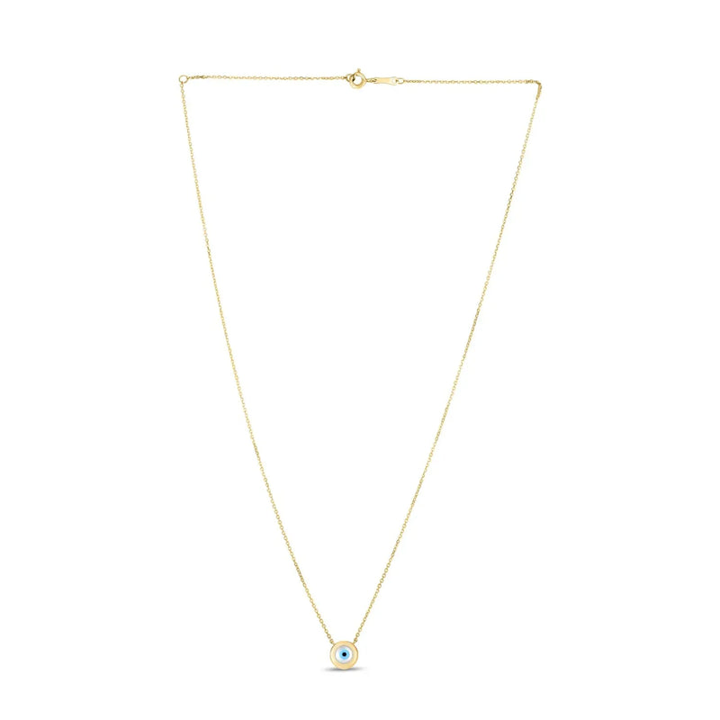 An image displaying 14k Yellow Gold MOP Evil Eye Necklace by Orca Market