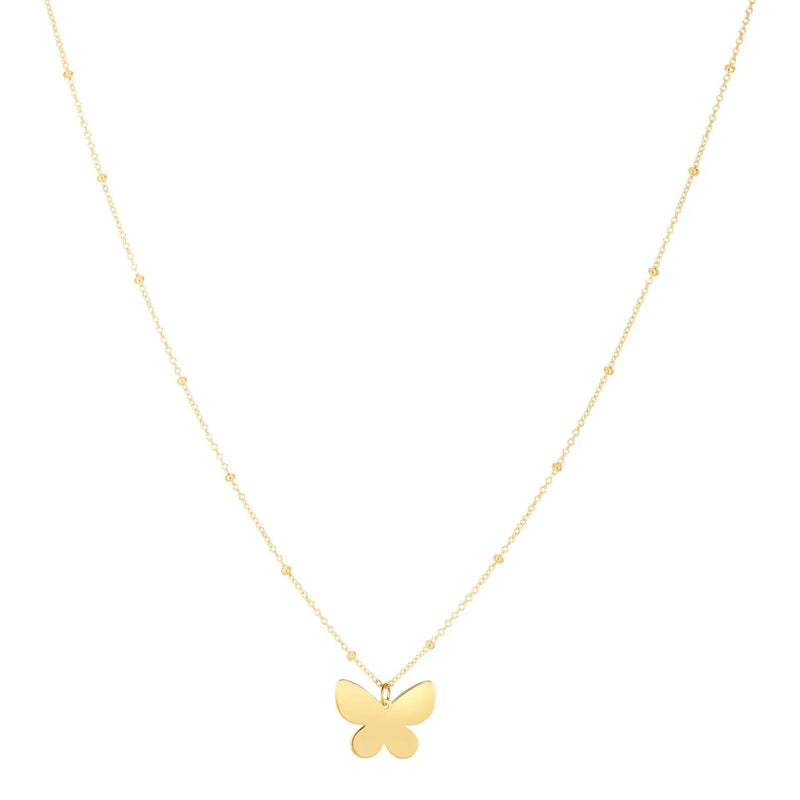 An image displaying 14k Yellow Gold Ppillon Butterfly Necklace by Orca Market
