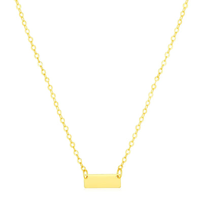 An image displaying 14k Yellow Gold Polished Mini Bar Necklace by Orca Market
