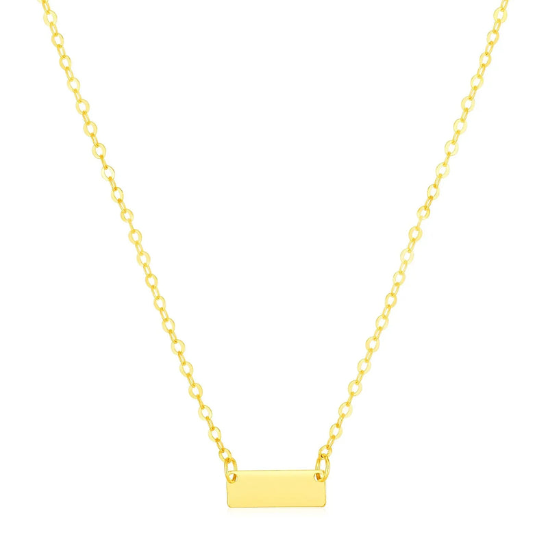 An image displaying 14k Yellow Gold Polished Mini Bar Necklace by Orca Market