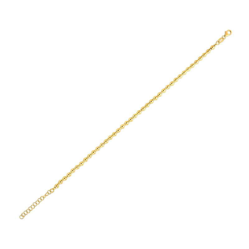 An image displaying 14k Yellow Gold Spaced Bead Bracelet (3mm) by Orca Market