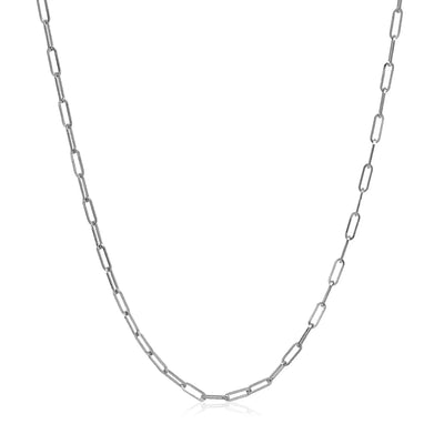 An image displaying 14k White Gold Adjustable Paperclip Chain 1.5mm by Orca Market