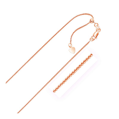 An image displaying 14k Rose Gold Adjustable Wheat Chain 1.0mm by Orca Market