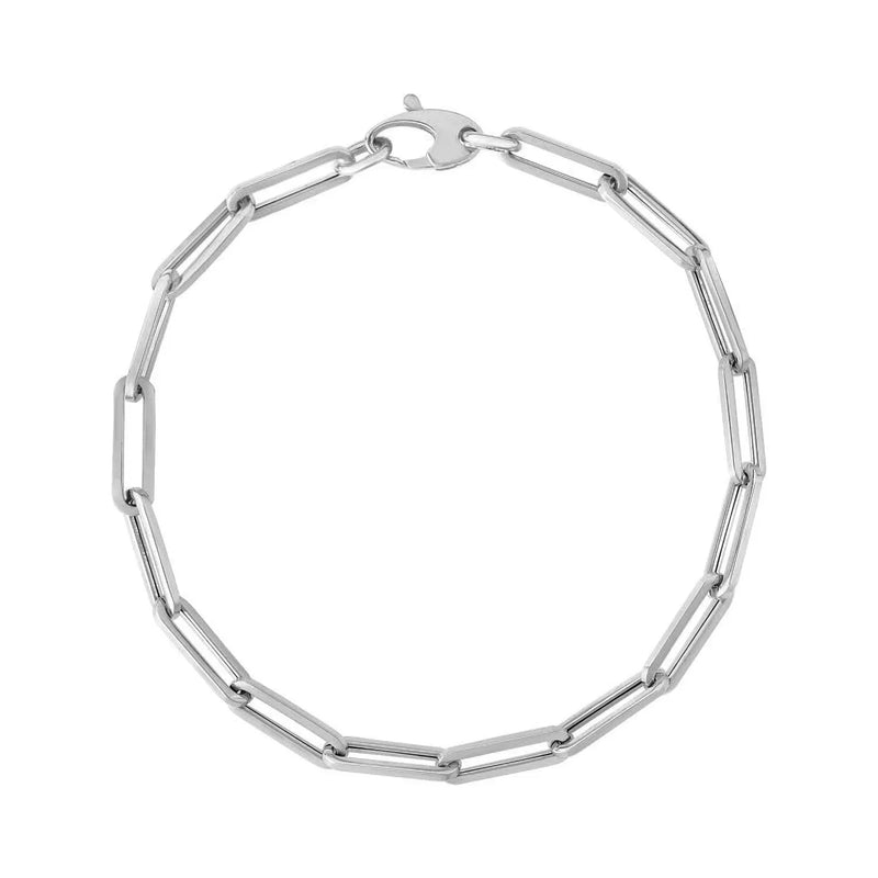 An image displaying 14K White Gold Bold Paperclip Chain Bracelet by Orca Market