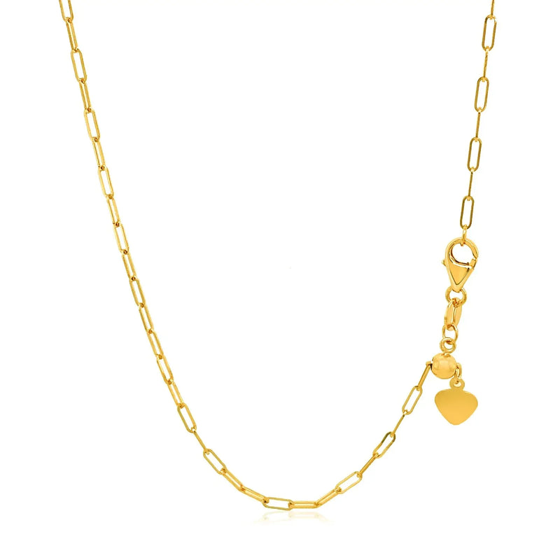 An image displaying 14k Yellow Gold Adjustable Paperclip Chain 1.5mm by Orca Market