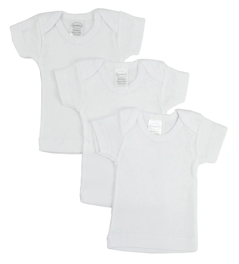 An image displaying Preemie Short Sleeve Lap Tee - White by Bambini