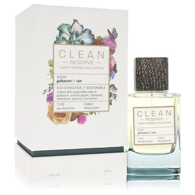 An image displaying Clean Reserve Galbanum & Rain by Clean Eau De Parfum Spray 3.4 oz for Women by Clean