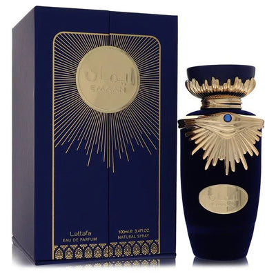 An image displaying Lattafa Emaan by Lattafa Eau De Parfum Spray 3.4 oz for Men by Lattafa