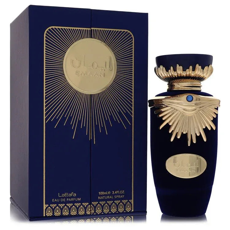 An image displaying Lattafa Emaan by Lattafa Eau De Parfum Spray 3.4 oz for Men by Lattafa