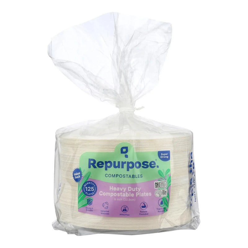 An image displaying Repurpose - Plates Heavy Duty Compost - Case Of 4-125 Count by Repurpose