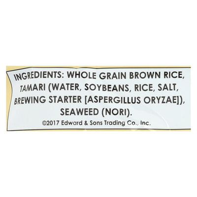 Edward And Sons Brown Rice Snaps - Tamari Seaweed - Case Of 12 - 3.5 Oz. - Orca Market