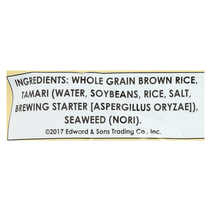 Edward And Sons Brown Rice Snaps - Tamari Seaweed - Case Of 12 - 3.5 Oz. - Orca Market