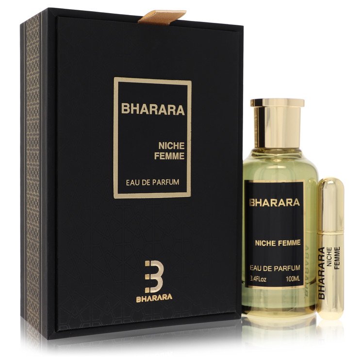 An image displaying Bharara Niche Femme by Bharara Beauty Eau De Parfum Spray + Refillable Travel Spray 3.4 oz for Women by Bharara Beauty