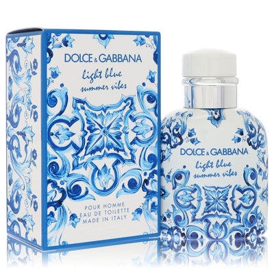 An image displaying Light Blue Summer Vibes by Dolce & Gabbana Eau De Toilette Spray 2.5 oz for Men by Dolce & Gabbana