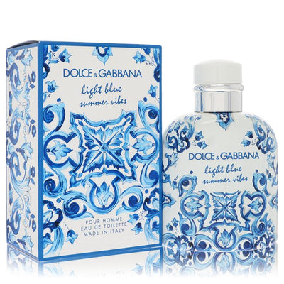 An image displaying Light Blue Summer Vibes by Dolce & Gabbana Eau De Toilette Spray 4.2 oz for Men by Dolce & Gabbana