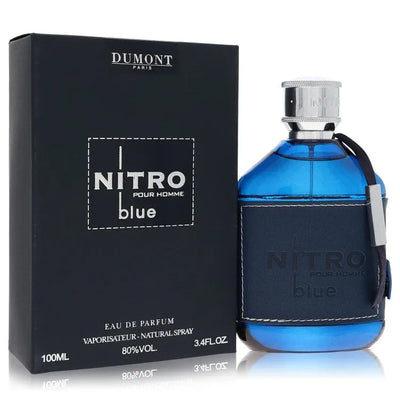 An image displaying Dumont Nitro Blue by Dumont Paris Eau De Parfum Spray 3.4 oz for Men by Dumont Paris