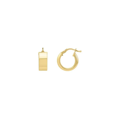 An image displaying 14k Yellow Gold Medium Square Tube Hoops Earrings by Orca Market