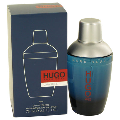 An image displaying DARK BLUE by Hugo Boss Eau De Toilette Spray for Men by Hugo Boss