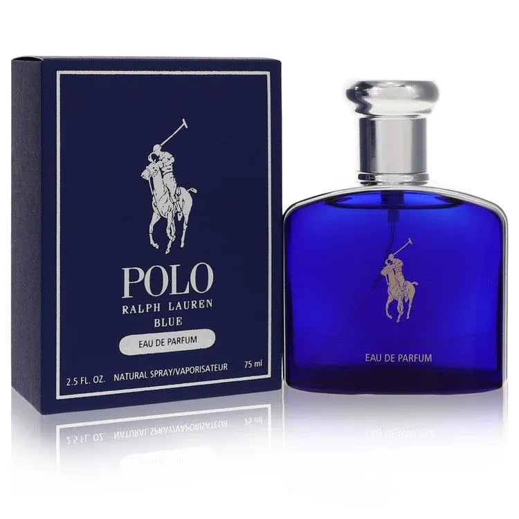 An image displaying Polo Blue by Ralph Lauren Eau De Parfum Spray for Men by Ralph Lauren