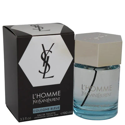 An image displaying L'homme Cologne Bleue by Yves Saint Laurent Eau De Toilette Spray for Men by Yves Saint Laurent