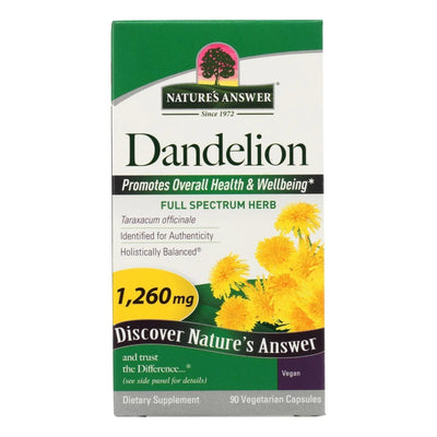 An image displaying Nature's Answer - Dandelion Root - 90 Vegetarian Capsules by Nature's Answer