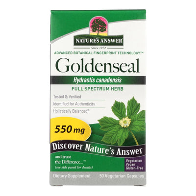 An image displaying Nature's Answer - Goldenseal Root - 50 Vegetarian Capsules by Nature's Answer