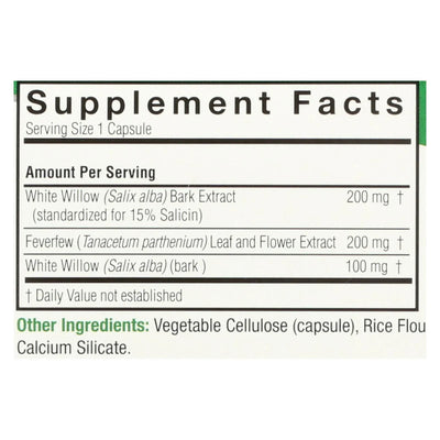 An image displaying Nature's Answer - White Willow With Feverfew - 60 Vegetarian Capsuless by Nature's Answer