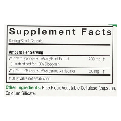 An image displaying Nature's Answer - Wild Yam Root Extract - 60 Vegetarian Capsules by Nature's Answer