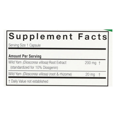 An image displaying Nature's Answer - Wild Yam Root Extract - 60 Vegetarian Capsules by Nature's Answer