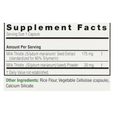 An image displaying Nature's Answer - Milk Thistle Seed Extract - 120 Vegetarian Capsules by Nature's Answer