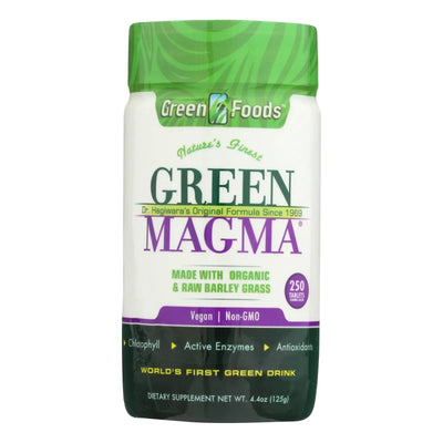 An image displaying Green Foods Dr Hagiwara Green Magma Barley Grass Juice Powder - 250 Tablets by Green Foods