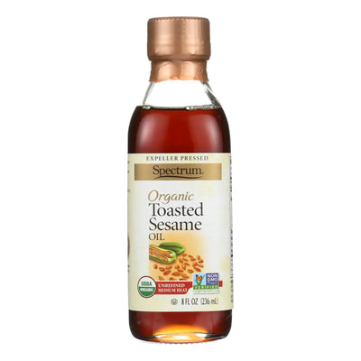 An image displaying Spectrum Naturals Organic Unrefined Toasted Sesame Oil - Case Of 6 - 8 Fl Oz. by Spectrum Naturals