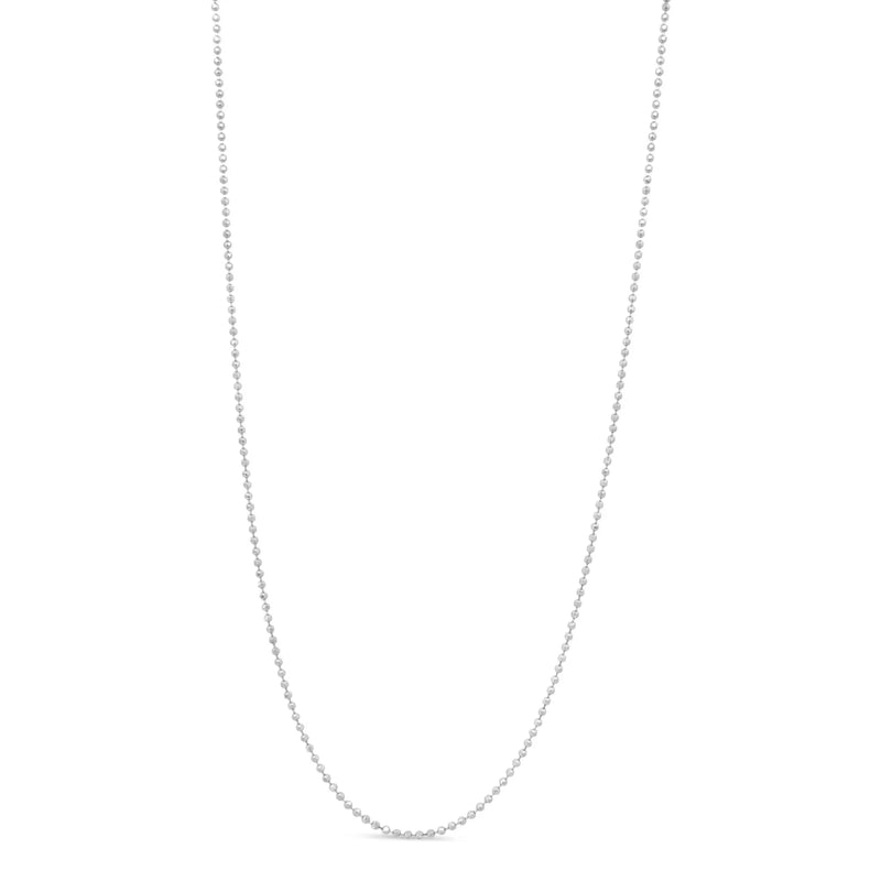An image displaying .925 Sterling Silver 0.7mm Slim and Dainty Unisex 18" Inch Ball Bead Chain Necklace by Infinite Jewels