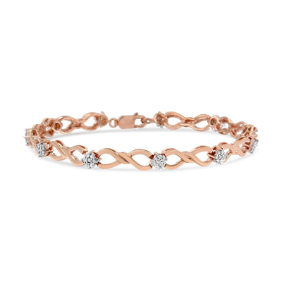 An image displaying 10K Rose Gold Plated .925 Sterling Silver 1/2 Cttw Diamond Infinity Link Tennis Bracelet (H-I Color, I2-I3 Clarity) -7” by Infinite Jewels