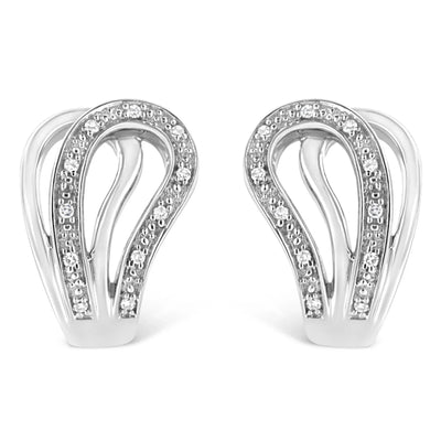 An image displaying .925 Sterling Silver Pave-Set Diamond Accent Horseshoe Hoop Earring (I-J Color, I1-I2 Clarity) by Infinite Jewels