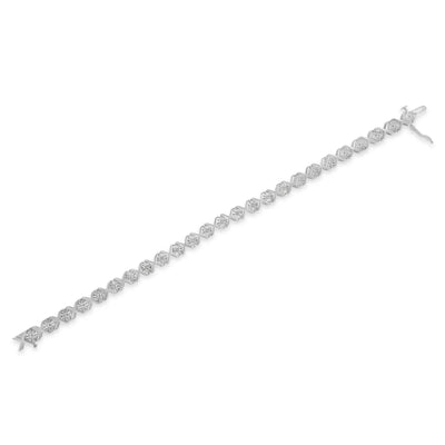 An image displaying .925 Sterling Silver 1/10 cttw Miracle-Set Round-Cut Diamond "X" Link Tennis Bracelet (I-J color, I2-I3 clarity) - 7.25" by Infinite Jewels