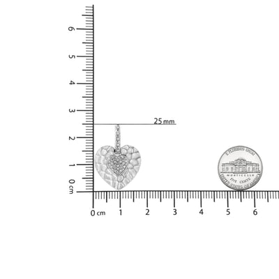 An image displaying .925 Sterling Silver Pave-Set Diamond Accent Heart Shape 18" Pendant Necklace (I-J Color, I1-I2 Clarity) by Infinite Jewels